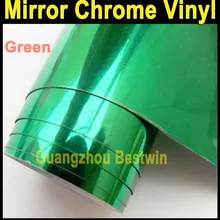 Высококачественная Виниловая пленка для автомобиля 1,52*30 м зеленое зеркало хром с воздушными пузырьками