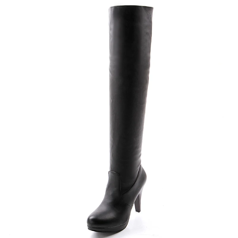 

South korean style autumn over knee high boots nubuck round toe side zipper fold high heel warm riding women boots lady shoes