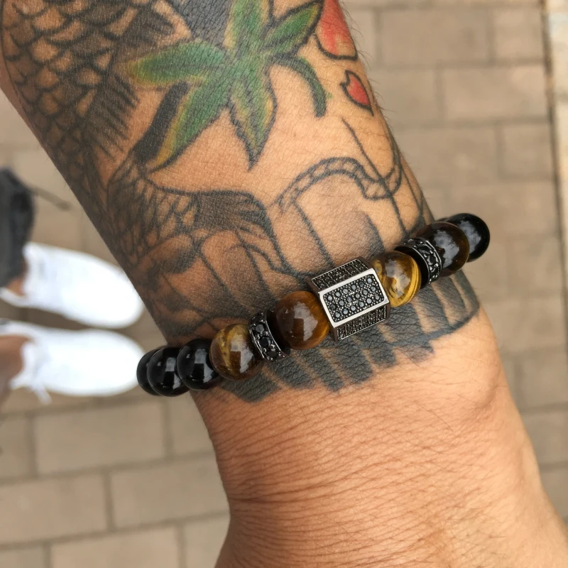 Браслет mcllroy мужской роскошный золотой с кубическим цирконием бусинами|bracelet