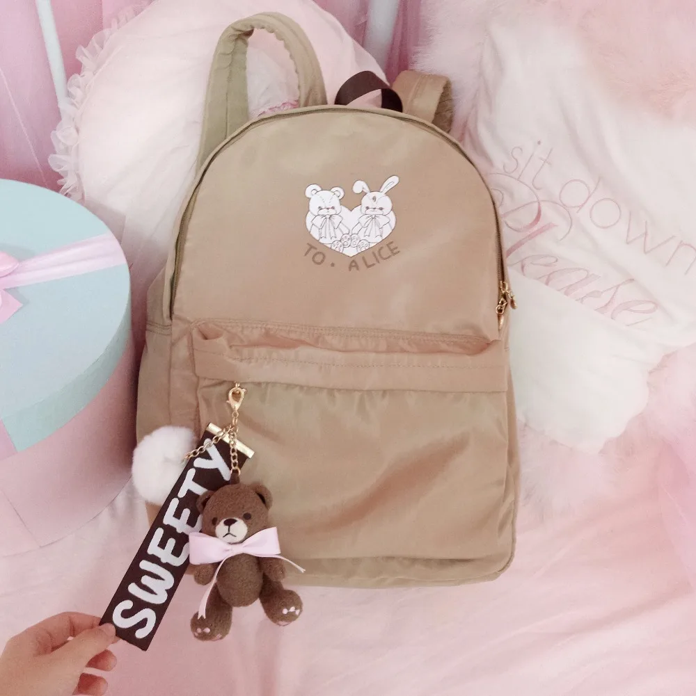

Princess sweet lolita backpack Original bear Rabbit Pendant cute soft sprouting backpack fashion and casual students BAG192