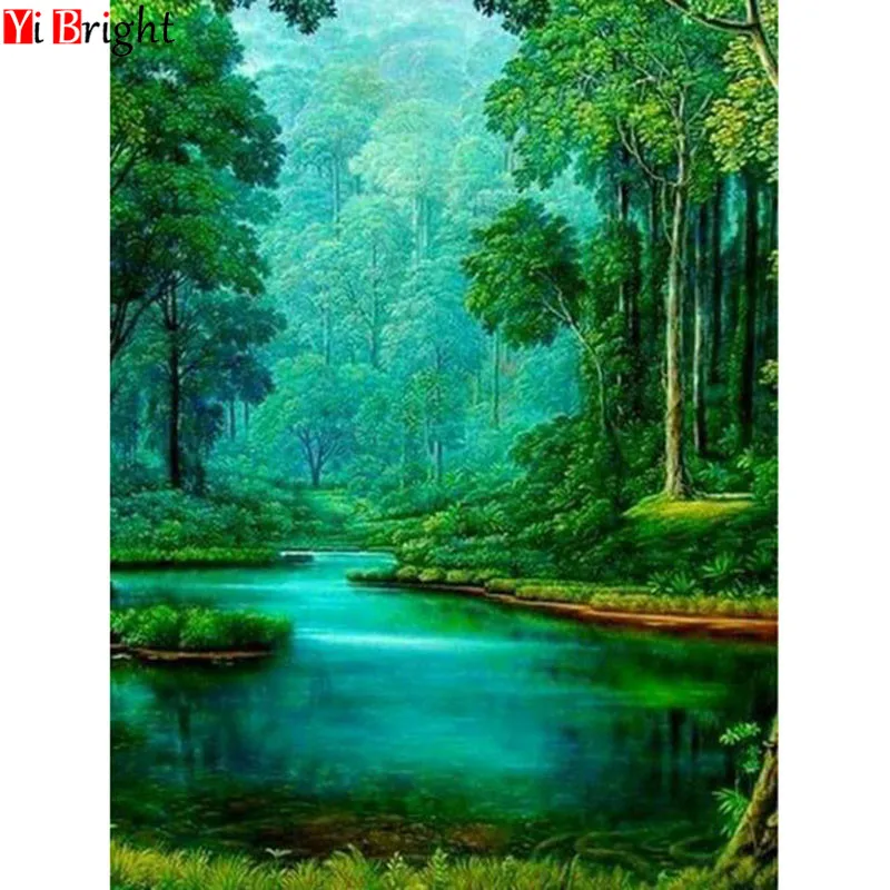 

full square diamond embroidery cross-stitch landscape full diamond inlaid 3D DIY diamond painting home decoration XY1