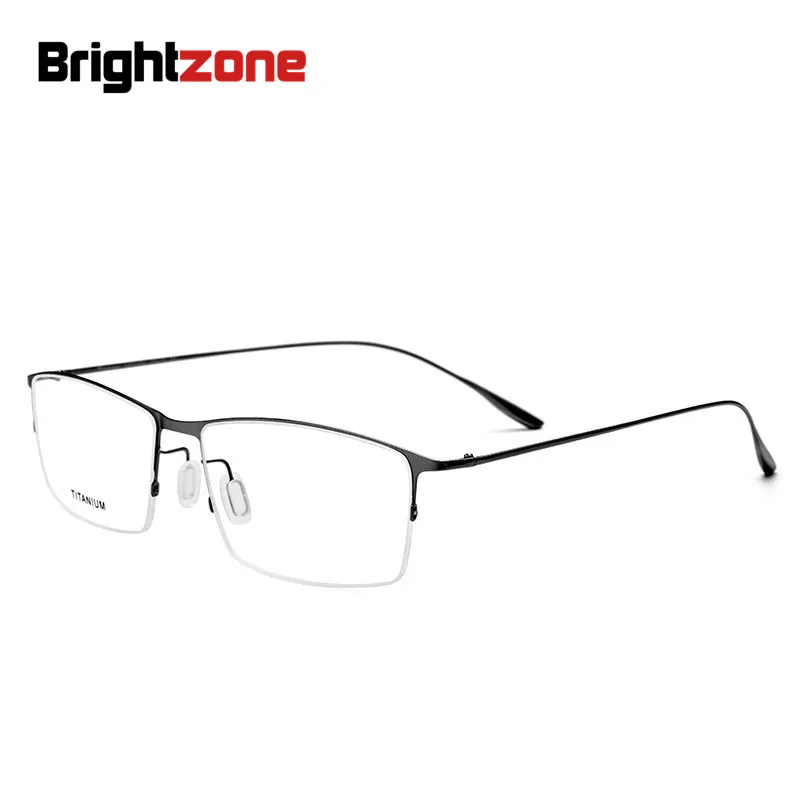 

Brightzone 2018 New Pattern One Half Frame Square Glasses Titanium Frame Plain Gold Wire Business Affairs Optics Myopia Frame