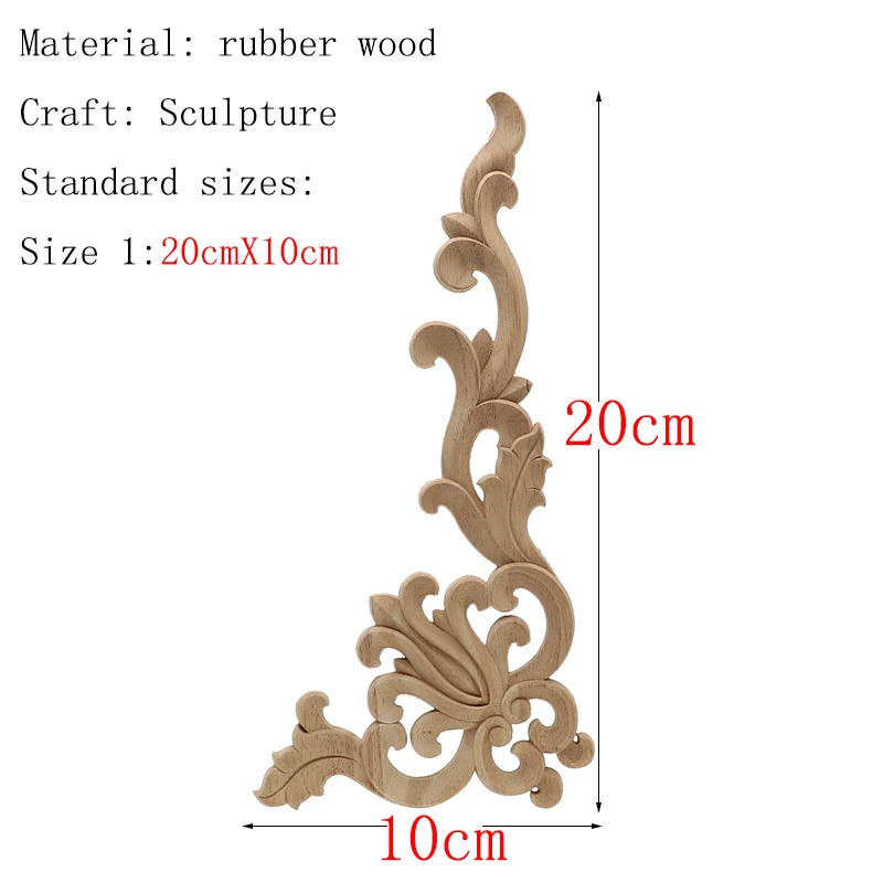 Деревянные резные углу накладка аппликация, рама украшение для двери стены Дверные Рамы мебель современная декоративная 20X10 см Фигурки деревянные миниатюры - Цвет: 20cmX10cm