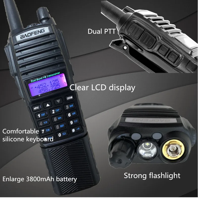 1/2/3 шт. BAOFENG UV-82 8 Вт 3800 мА/ч, иди и болтай Walkie Talkie радио 10 км двойной PTT UHF VHF Ham CB радио FM трансивер Walkie Talkie двухстороннее радио высокое Мощность передатчик УФ