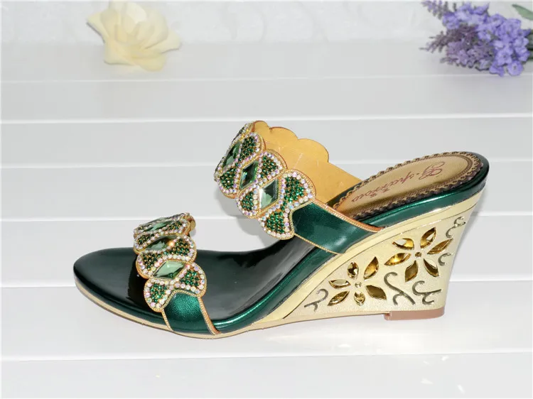 2016 Summer New Leather Shoes Rhinestone Roman Female Diamond Wedges Sandals Size 11 High Quality12