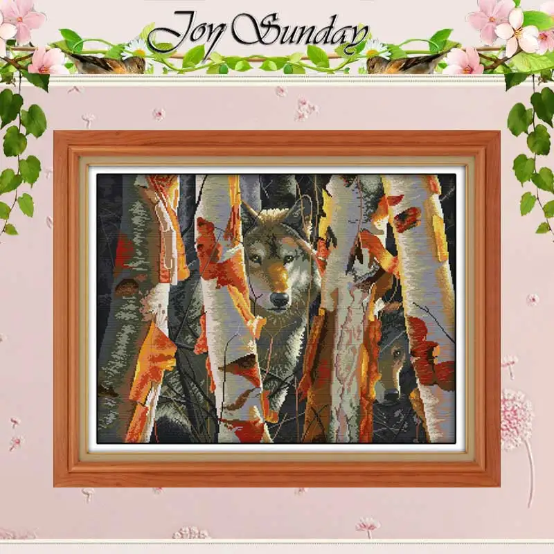

Guardians of White Birch Wolf Counted Cross Stitch 11CT 14CT Cross Stitch animals Cross Stitch Kits for Embroidery Needlework