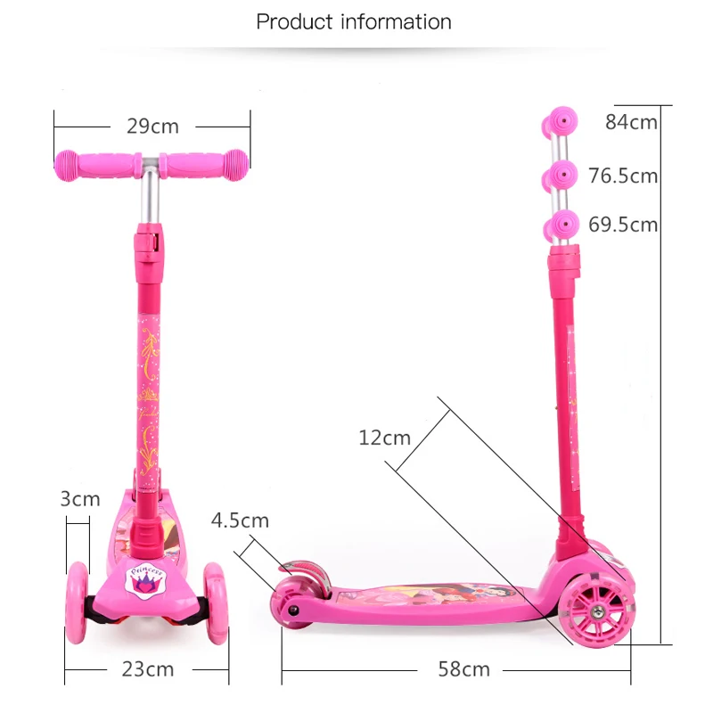 Disney Mickey aluminium folding kickboard scooter for children foot 3 wheel kick scooter kids (10)