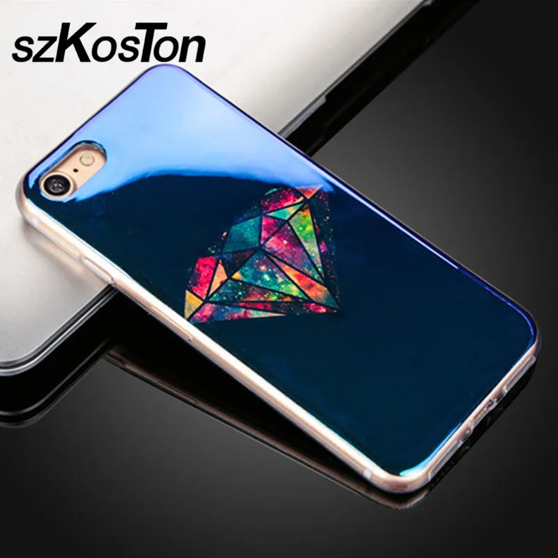 Diamond Blue Laser Light Case For iPhone 5 5S SE 6 6S Plus Colorful Flower Animal Pattern Cover 7 case |