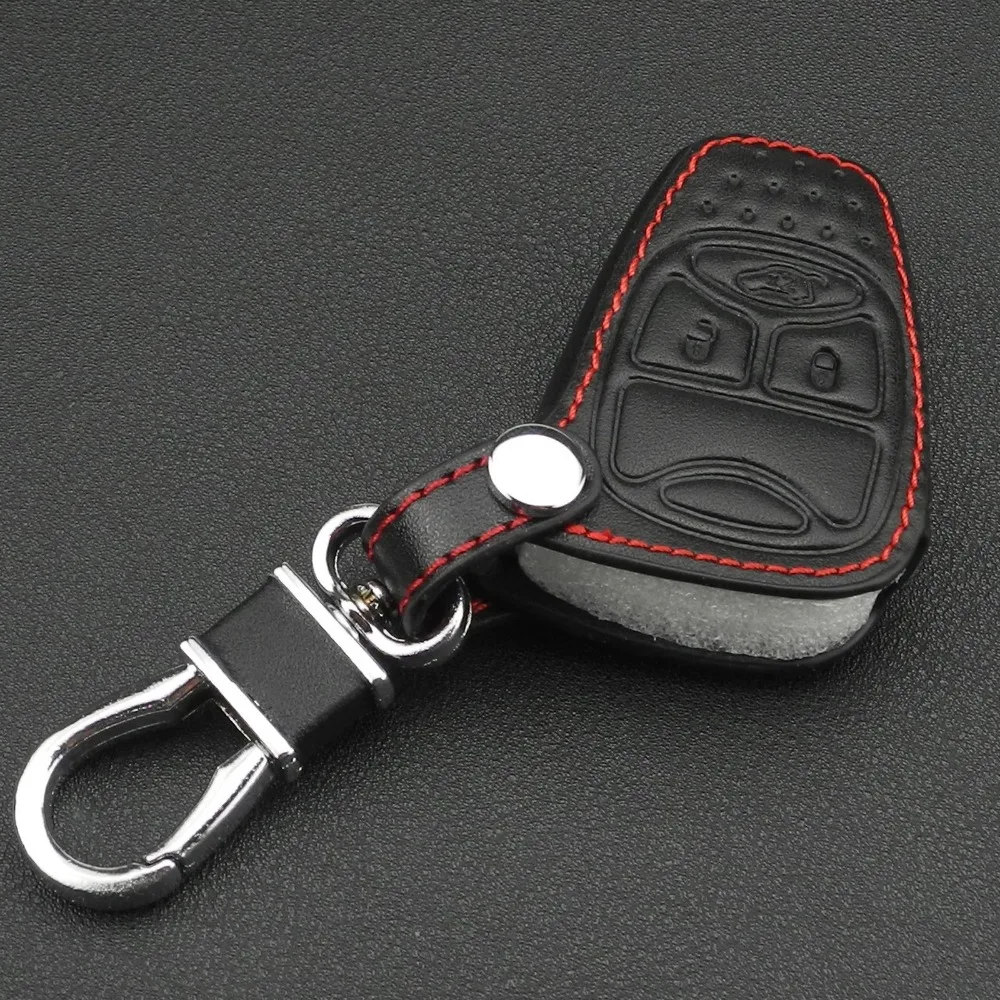 jingyuqin Remote 3 Buttons Car key Leather Case Fob Cover For Chrysler Jeep Dodge Ram Caliber Nitro Patriot Pacifica Liberty