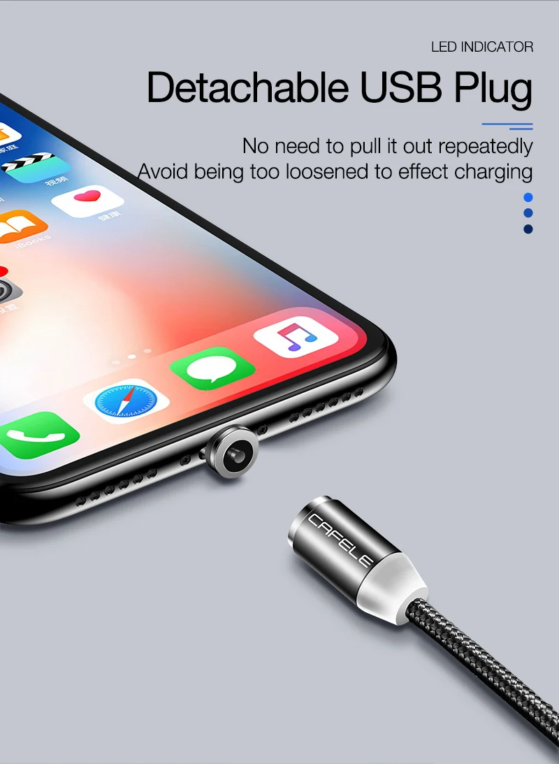 CAFELE Магнитный usb-кабель для iPhone, кабель USB type-C, микро Магнитный зарядный кабель для samsung S10 S9 Plus, huawei, Xiaomi