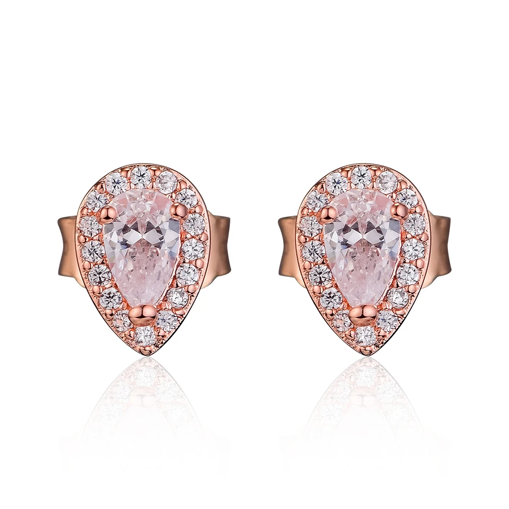 

2018 Autumn Radiant Teardrops Rose Gold earrings With Clear CZ for women 925 Sterling Silver Original Stud earring gift jewelry
