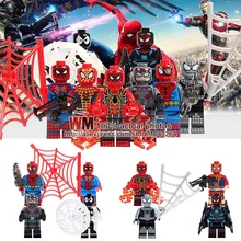 10 лотов SY674 Marvel Человек-паук Venom Carnage Железный Человек-паук 2099 Набор строительных блоков наборы Модель кирпича игрушки Человек-паук