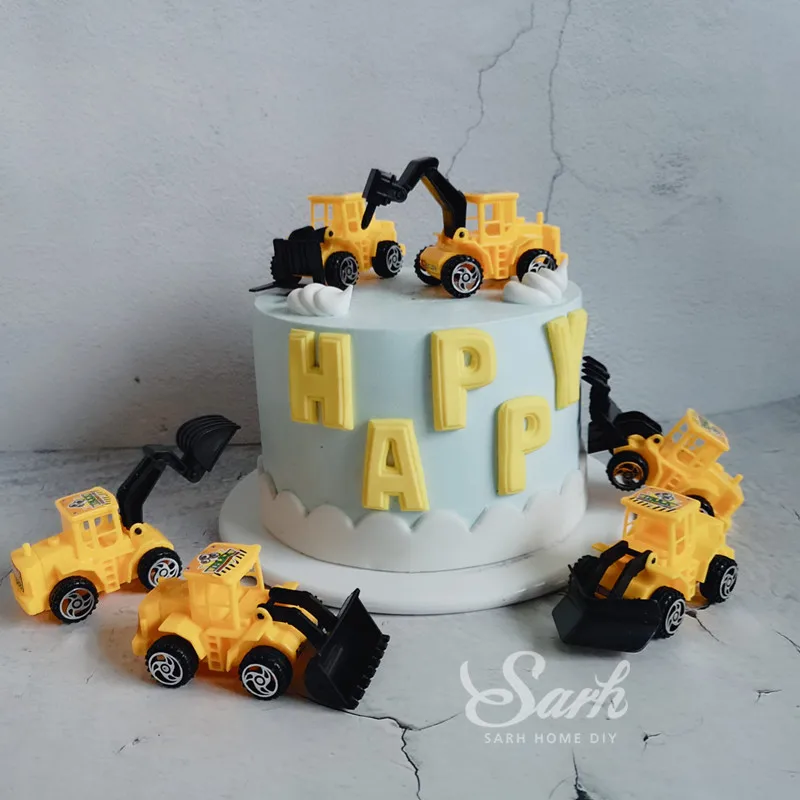 6 шт./компл. желтые инженерно транспортное средство коллекция торт украшения День рождения украшения для выпечки милые подарки