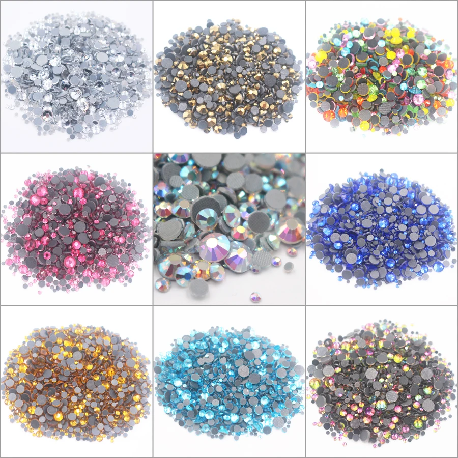 

Hot sale A++ Rhinestone Hotfix DMC Crystal AB SS6 SS10 SS16 SS20 SS30 Mix Size 2500PCS Rhinestone Iron on Strass Crystal Stone