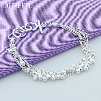 

DOTEFFIL 925 Sterling Silver Frosted Grape Beads Bracelet For Women Fashion Charm Wedding Engagement Party Jewelry