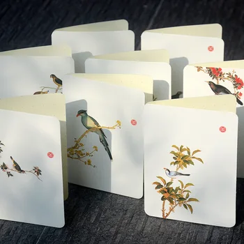 

5pcs (Xi Man) Greeting Card Birds and Flowers 8 Chinese Style Elements With Envelopes Card Wholesale Creative Leaflet