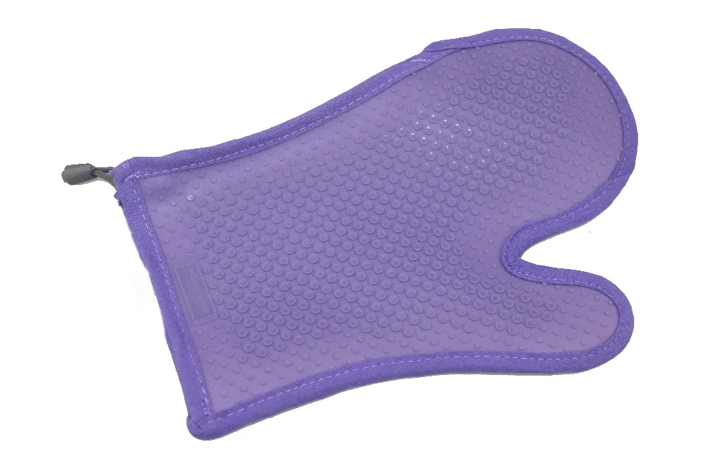 

Silicone violet gel and cotton insulation gloves Long gloves Baking oven glove cotton gloves violet