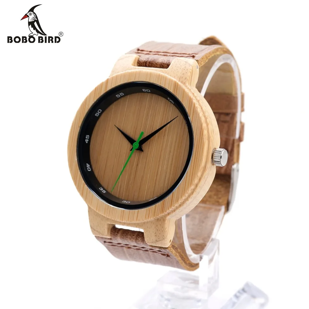 BOBO BIRD Men's Wood Watches Simple Design Men Top Brand Wooden Bamboo quartz Wrist Watches gifts custom logo