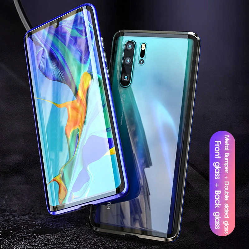 Полный корпус 360 Защитный чехол для huawei P30 Lite Pro магнитный металлический бронированный бампер Сенсорное стекло Защитная крышка huawei P30Lite чехол O