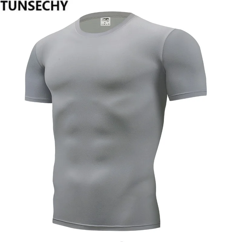 TUNSECHY Мужская одежда, футболки для фитнеса для мужчин, компрессионная облегающая футболка с коротким рукавом - Цвет: picture color