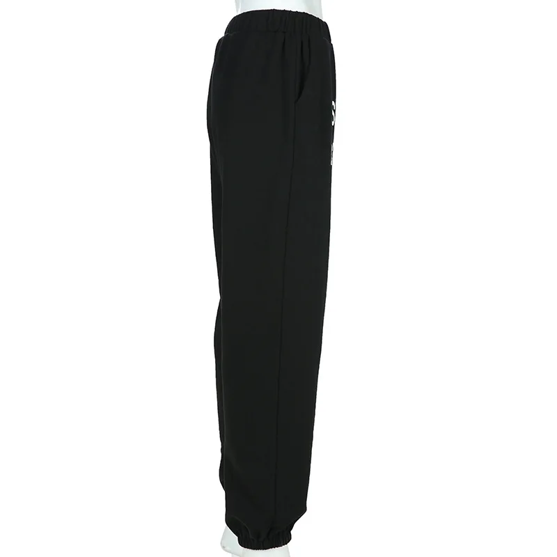 BOOFEENAA/штаны-шаровары с буквенным принтом; цвет серый, черный; женская уличная одежда; спортивные брюки с высокой талией; Свободные повседневные брюки; C67-AH25
