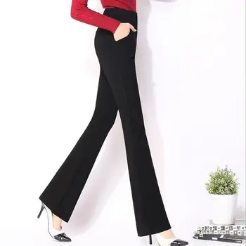 

new Plus Size 3XL High Waist Pants Women OL Casual Flare Pant Long Trousers Female