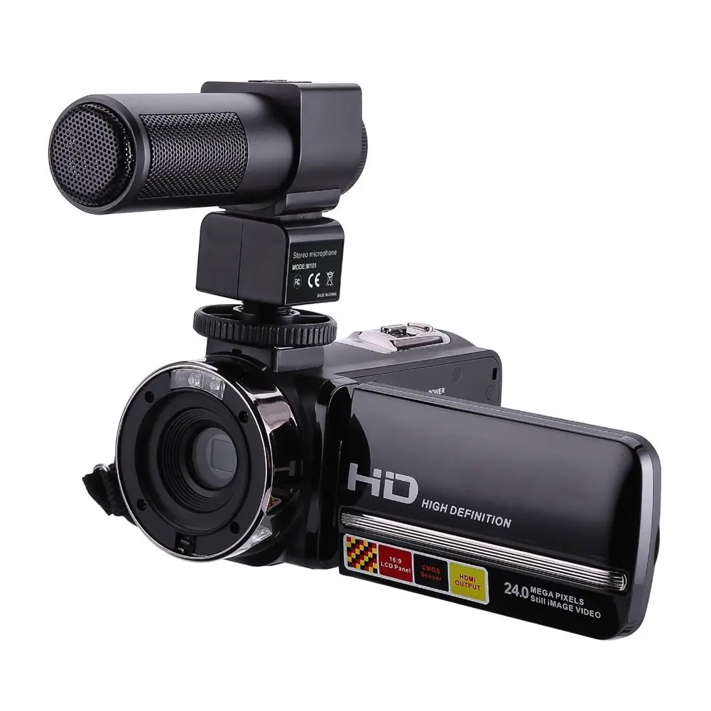 

HDV-301M 1080P 16X Digital Zoom 3 Inch Touch Screen Portable LCD HDV Video Camcorder With Microphone Black