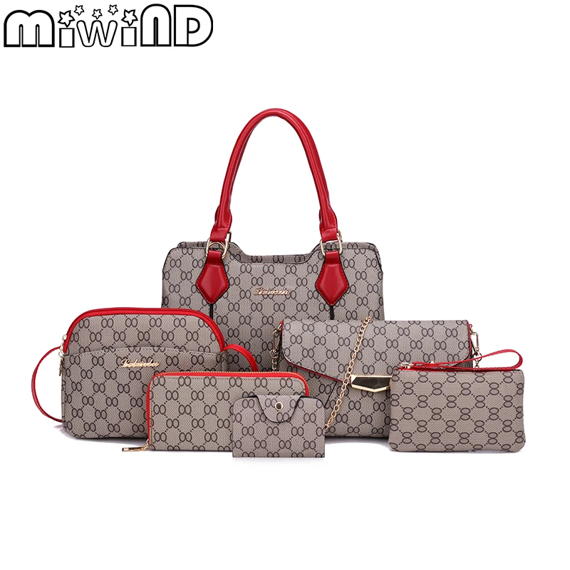 

Women's Handbags Female Shoulder Messenger Bag PU leather High Quality Retro 6-piece Set Designer Brand MIWIND 2019 New Bolsa