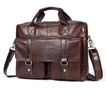 

Men's Genuine Leather Casual Business Briefcase Men's Shoulder Messenger Bag Cross Section 14 Inch Laptop Bag