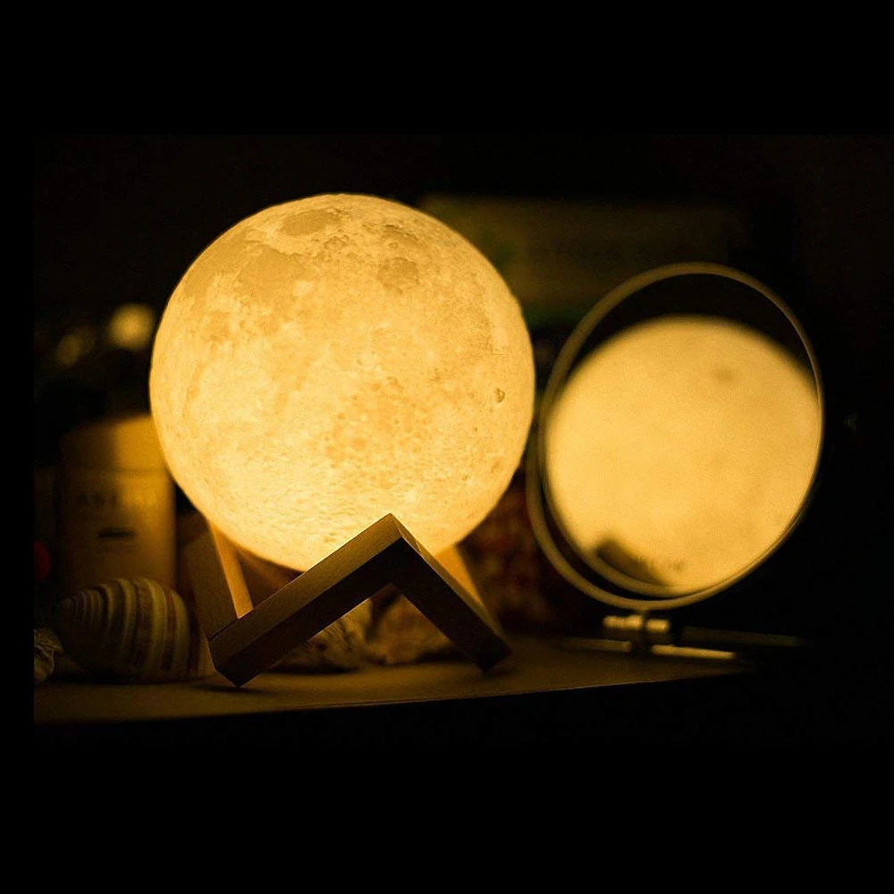 

Defong 3D Printing Moon Lamps Rechargeable 2-Color Change Touch Switch for Kid's Bookcase Night Light Home Decor Creative Gift