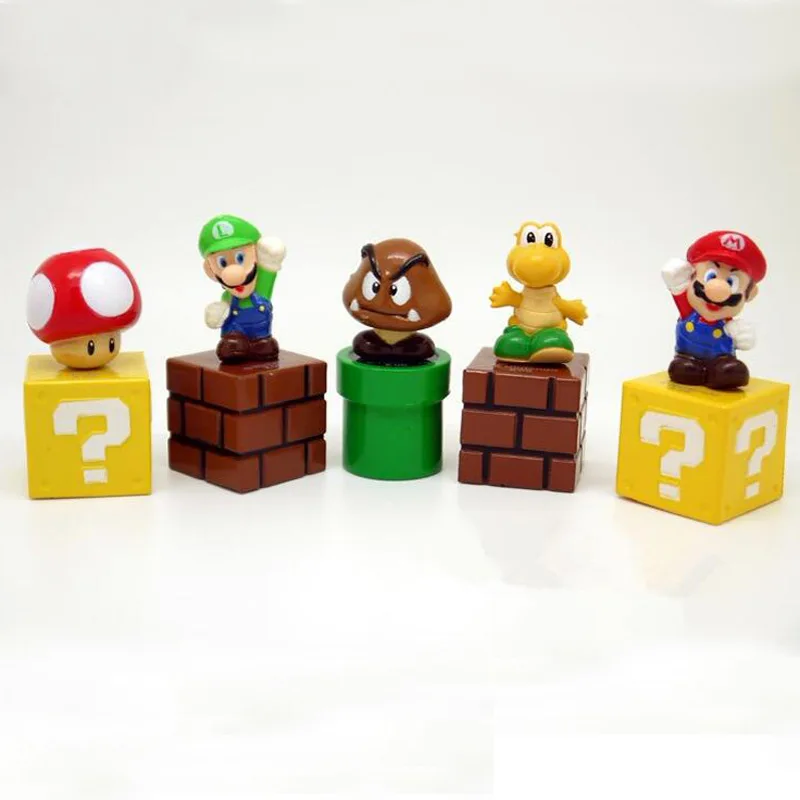 5pcs/lot Super Mario Toys Super Mario Bros Mario Luigi Yoshi Figures Toys PVC Action Figure Model Dolls Toy for Christmas Gifts