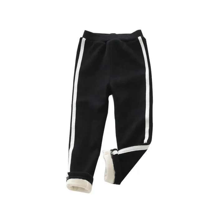 BibiCola/осенне-зимние теплые штаны для мальчиков г. спортивные хлопковые флисовые вельветовые длинные штаны для детей, повседневные Леггинсы bebe брюки - Цвет: Черный