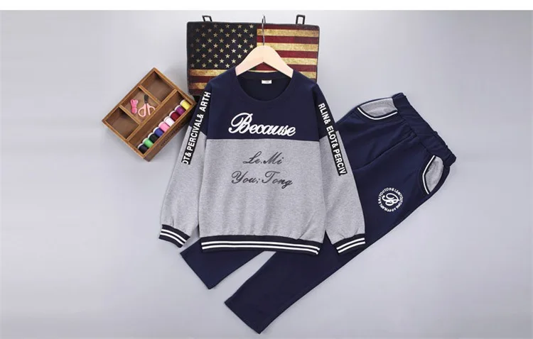 4-12 y children boys clothes kids boy set long sleeve sweatshirt letter sport sets for boys spring autumn clothing (9)