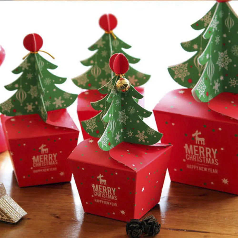 Креативная коробка для конфет в форме рождественской елки, Подарочная бумажная сумка для печенья для дома, украшение для рождественской вечеринки, детский шикарный подарок
