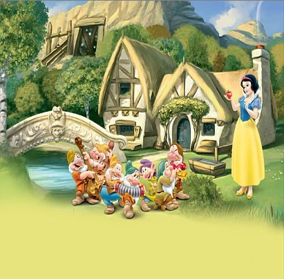 

8x8FT Snow White Princess Fairy Cottage Bridge Yard Custom Photography Background Studio Backdrop Vinyl 10x10 8x12