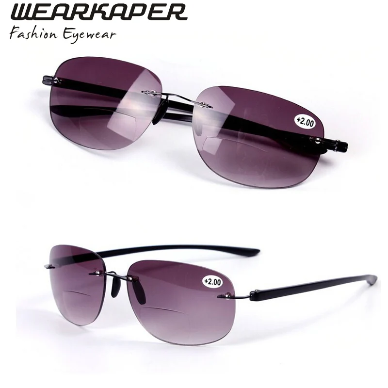 SR14001 Patented Sun Readers Rimless Bifocal font b Sunglasses b font Reading Glasses Men and Women