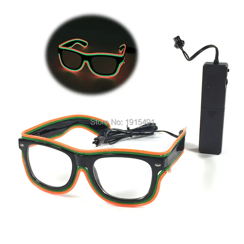 Hot Sales!Party Supplies Twin Color Mixed Glittery EL wire Sunglasses Holiday Lighting Blink Led Neon Glasses for Fashion Show Hot Sales!Party Supplies Twin Color Mixed Glittery EL wire Sunglasses Holiday Lighting Blink Led Neon Glasses for Fashion Show