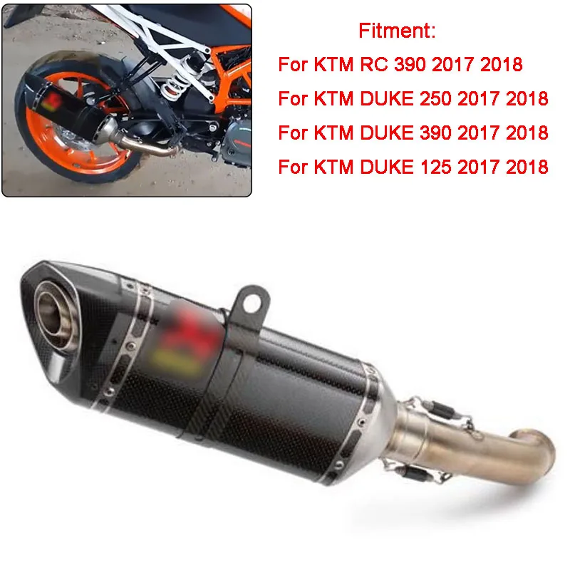 Для KTM DUKE 125 250 390 DUKE RC 390 RC390 Настоящее углеродное волокно глушитель из нержавеющей стали средней длины трубы скольжения