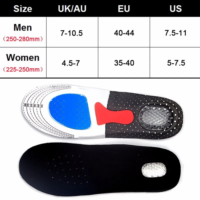 Silicone Insoles Shoes Pads Running Sport Insole EVA Cushioning Foot Care Orthopedic Insoles For Outdoor Camping Hiking Football