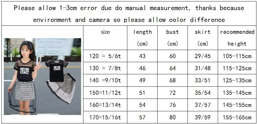 Комплекты одежды для девочек; лето г.; футболка с буквенным принтом+ сетчатая юбка; детская одежда; Повседневный Спортивный комплект из 2 предметов; Детский костюм для подростков