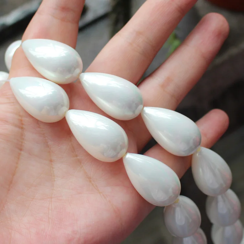 16X28mm White Shell Pearl Water Drop Beads15