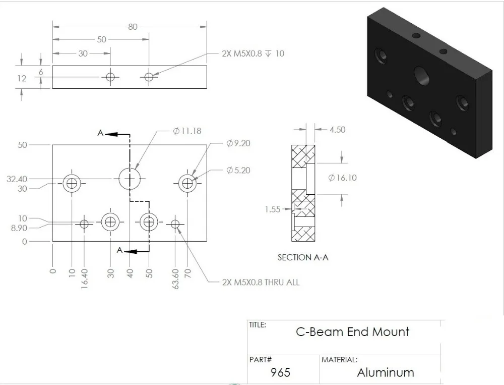 3d принтер openbuilds c-beam концевое крепление U Тип алюминиевый материал лицевая Монтажная пластина 1 шт