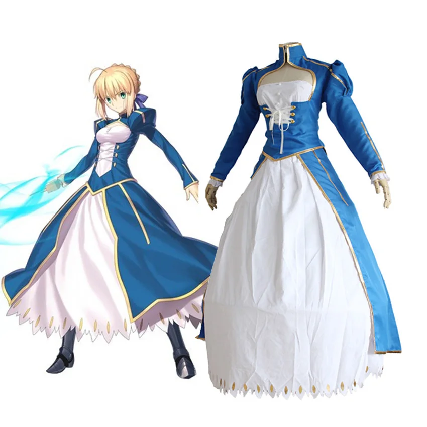 Fate/stay Night Anime Fate Zero Saber Cosplay Arturia Pendragon Blue ...