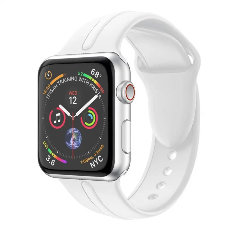 Спортивный ремешок для Apple Watch Series 4 44 мм 40 мм пояс, мягкие силиконовые спортивный ремешок замена наручные браслет для iWatch ремешки