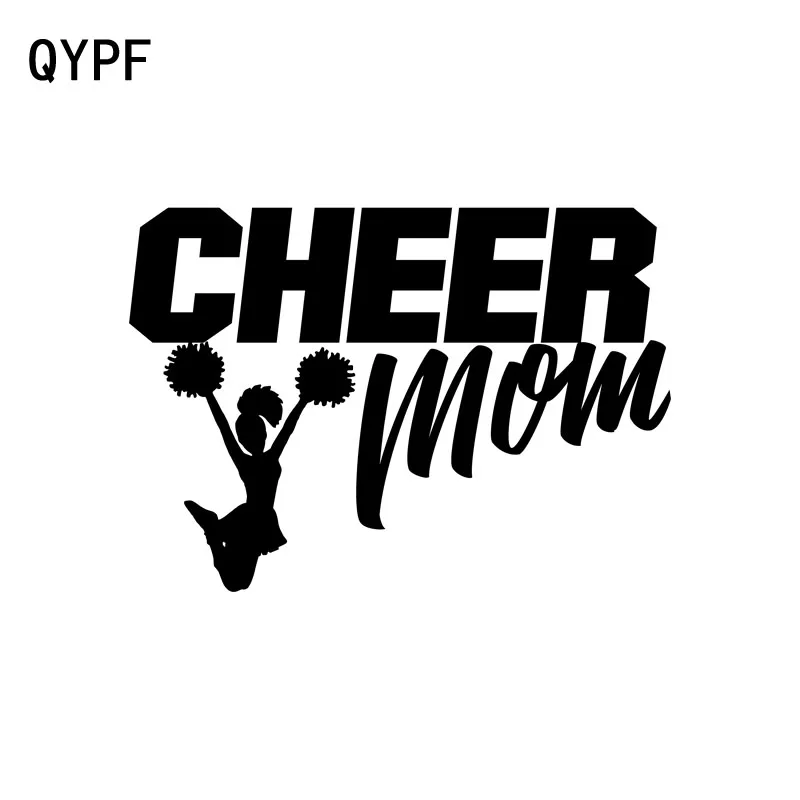 

QYPF 15.5CM*11CM Cheerful CHEER MOM Sport Car Sticker Vinyl Waterproof Decal Black Silver C15-2798