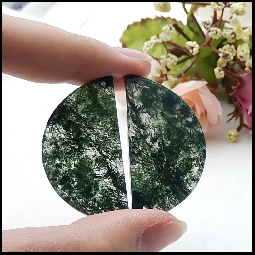 

Natural Moss Agate fashion woman Earring Bead,41x21x3mm,8.6g