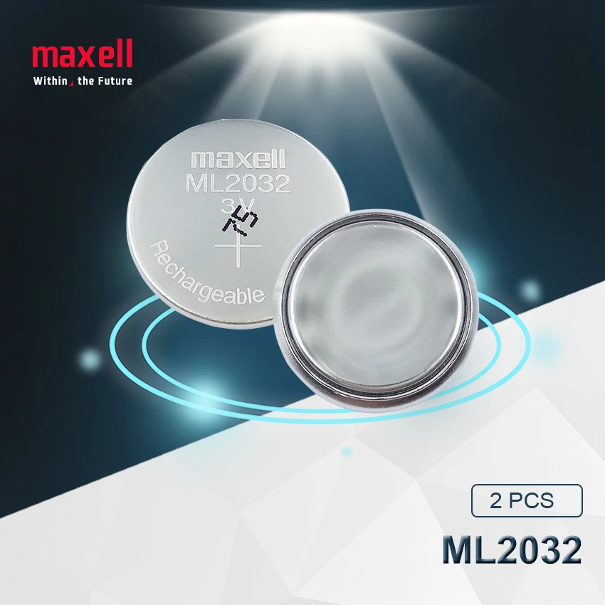 

2pc Maxell Original ML2032 3V Rechargeable lithium battery button cell button batteries (ML2032)