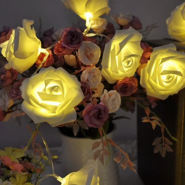 Party Decor Kunstbloemen LED Rose Flower Fairy Lichtslingers ... Party Decor Kunstbloemen LED Rose Flower Fairy Lichtslingers ...