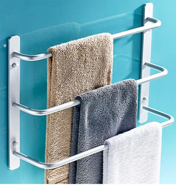 

Aluimiun Finish Bathroom Towel Shelf  Wall Mouted Three Layer Shelf