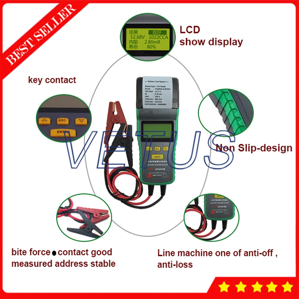 Автомобильный Батарея Устройство Испытания На Долговечность аутомтиве тестер системных батарей для испытания батареи 12 V со встроенным Аккумулятор для принтера тестер DY2015B